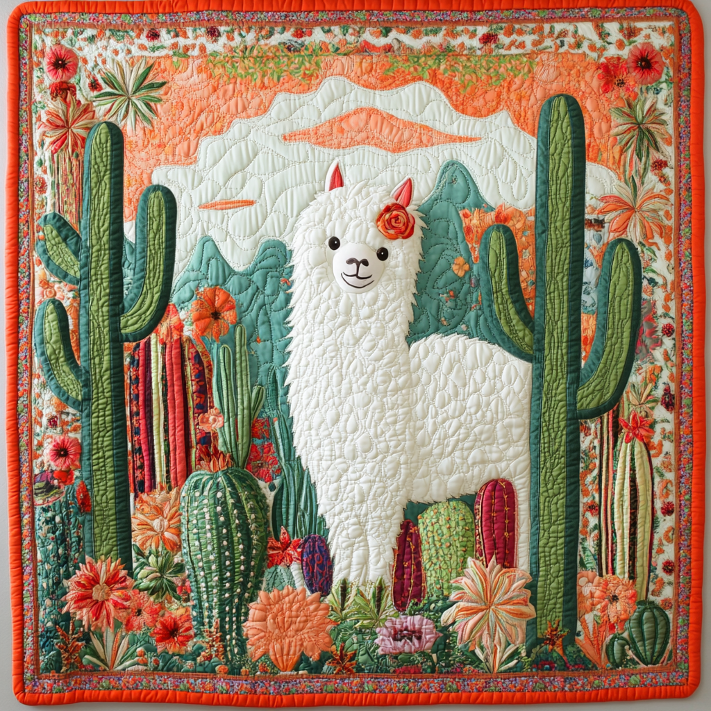 Cactus Alpaca DAI150125061 Quilt Blanket