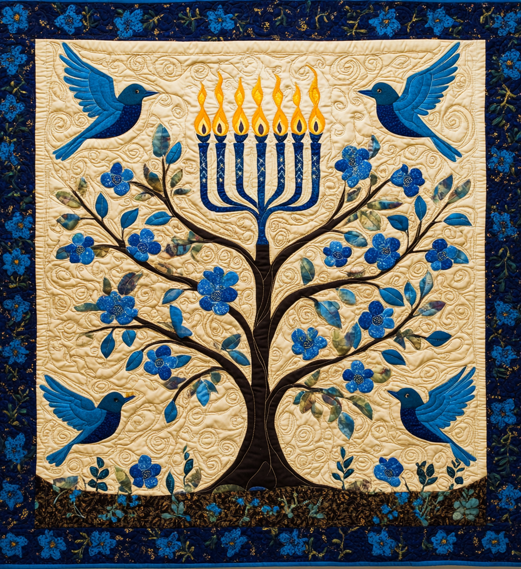 Jewish Hanukkah Menorah DAI190225063 Quilt Blanket