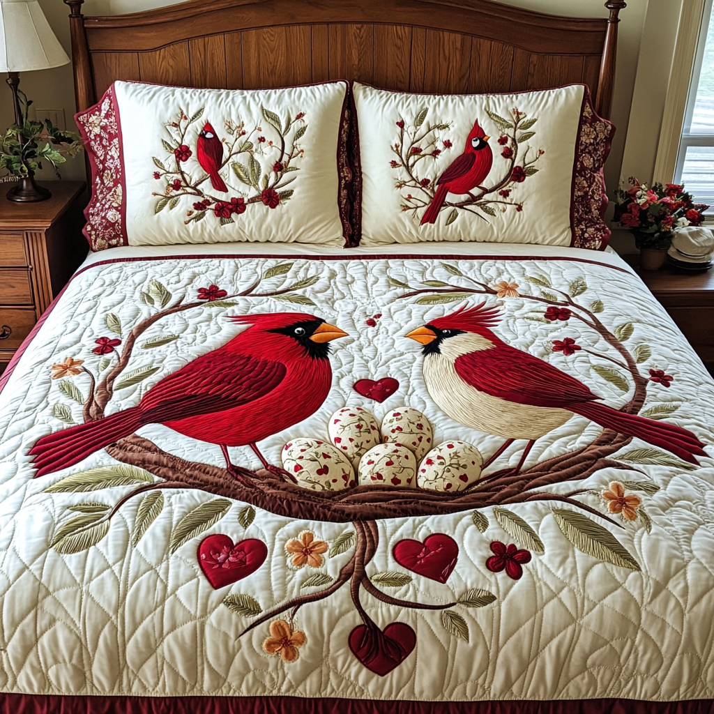 Valentine Cardinal DAI150125275 Quilt Bedding Set