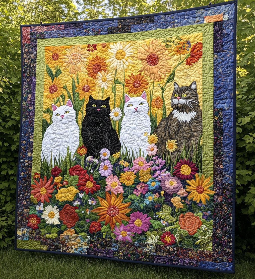 Cats In The Garden DAI200125190 Quilt Blanket