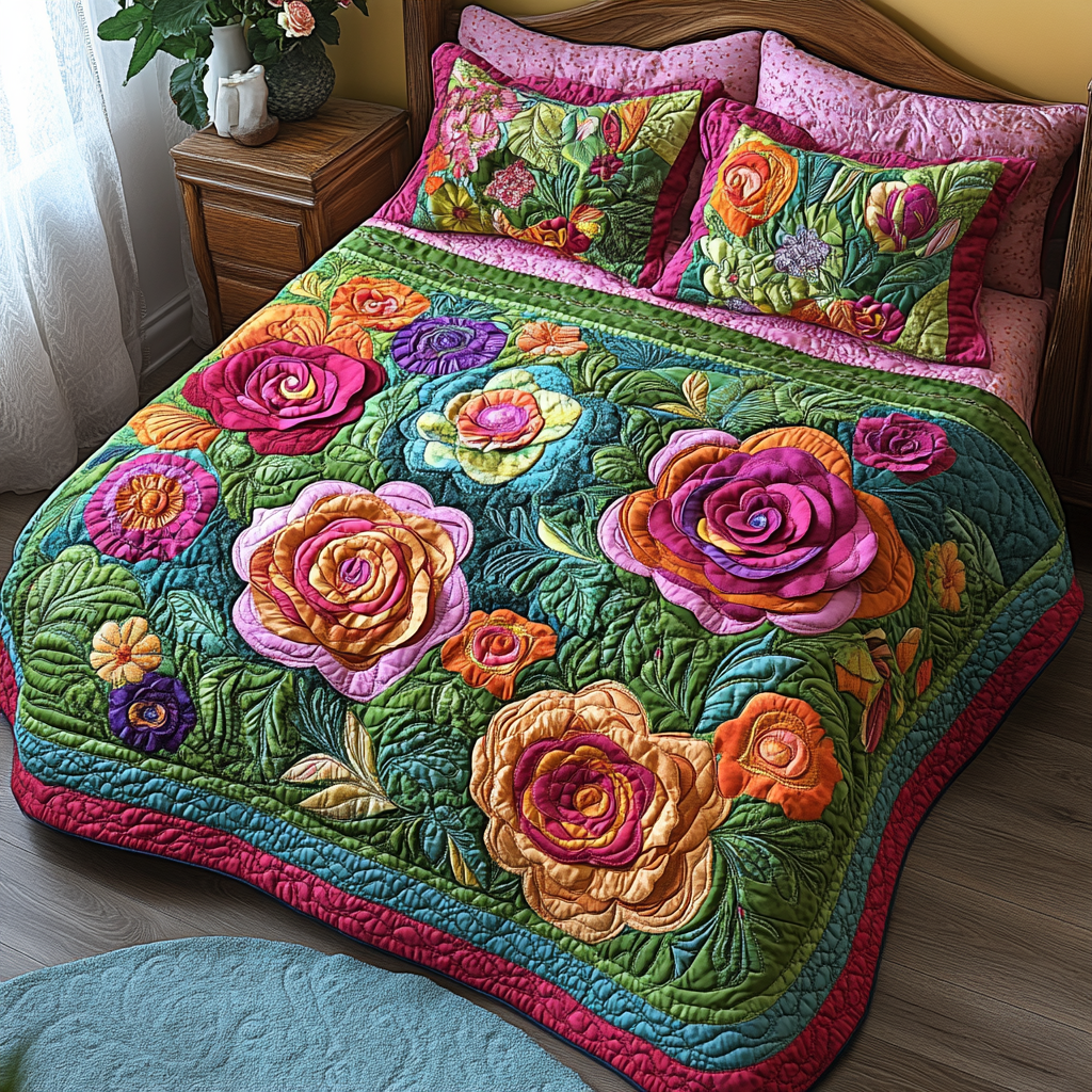 Rose Flower DAI190225183 Quilt Bedding Set