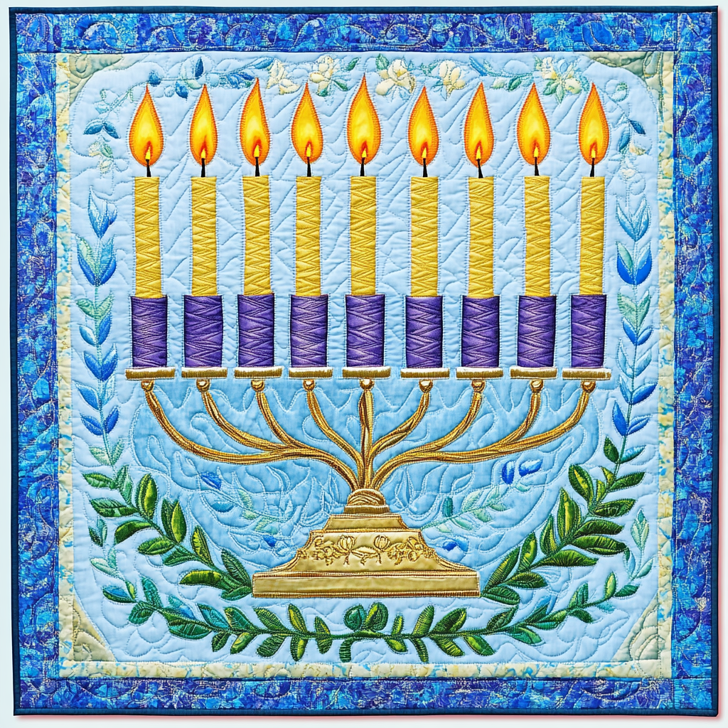 Jewish Hanukkah Menorah DAI190225058 Quilt Blanket