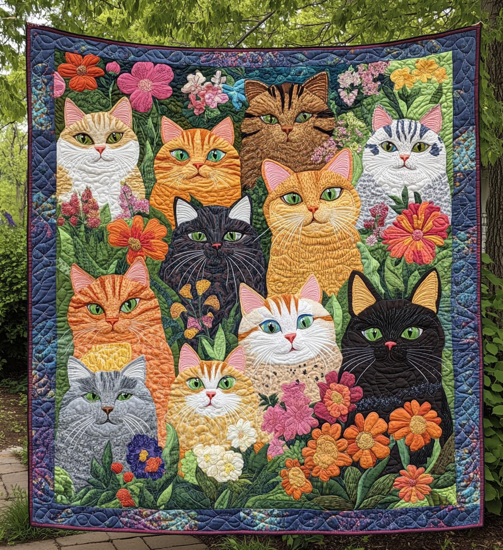 Cats In The Garden DAI200125194 Quilt Blanket