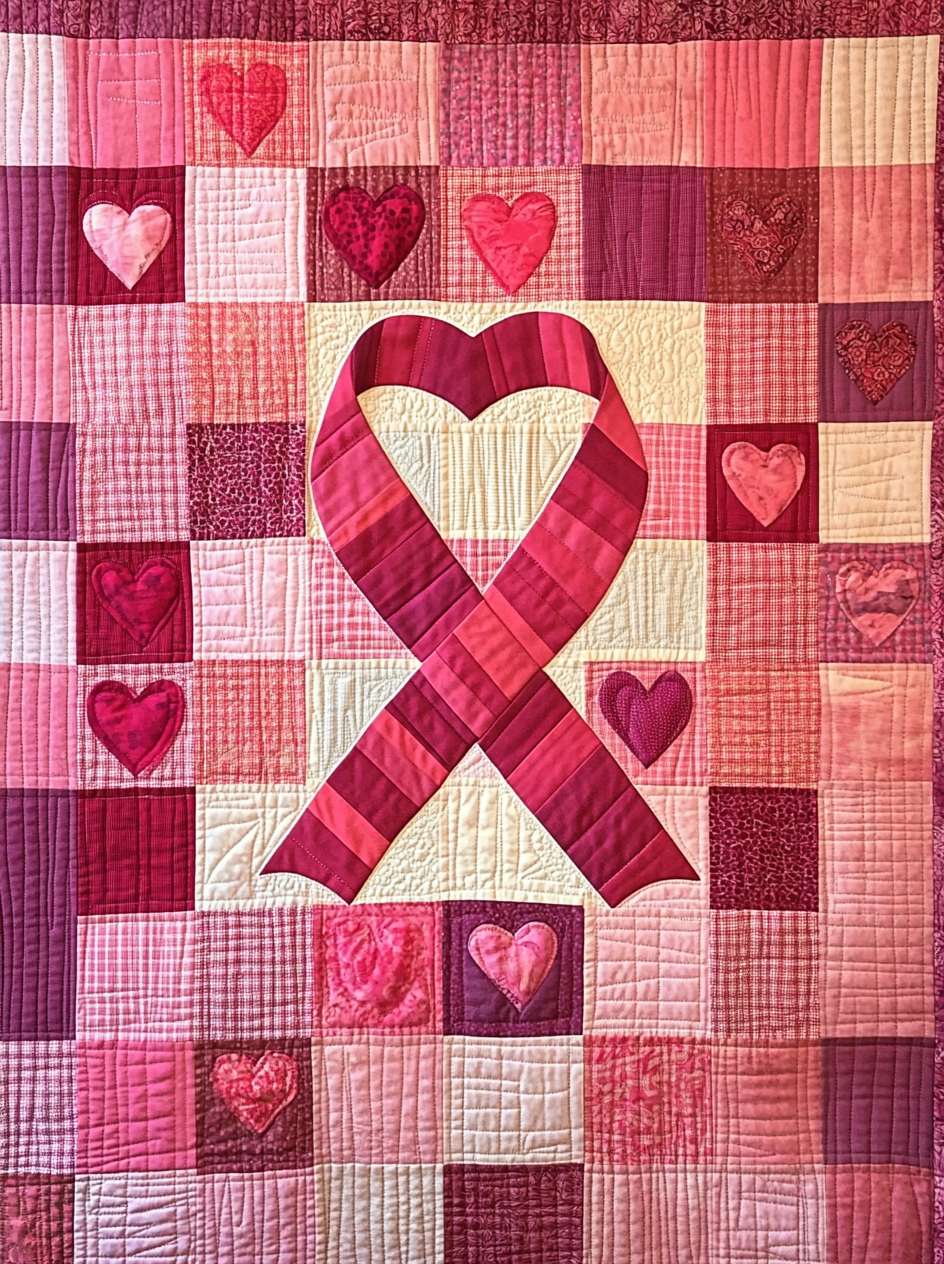 Heart Ribbon TAI101224119 Quilt Blanket