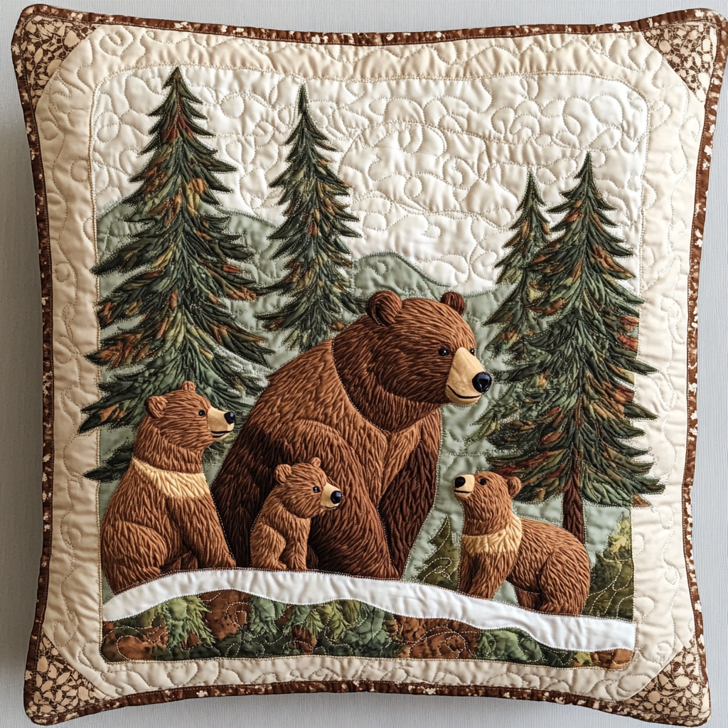 Woodland Bear DAI190225207 Quilted Pillow Case