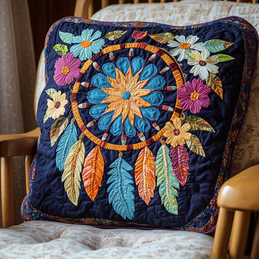 Flower Dreamcatcher DAI110225256 Quilted Pillow Case