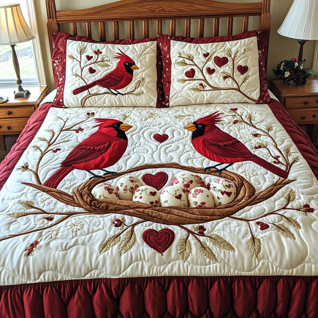 Valentine Cardinal DAI150125273 Quilt Bedding Set