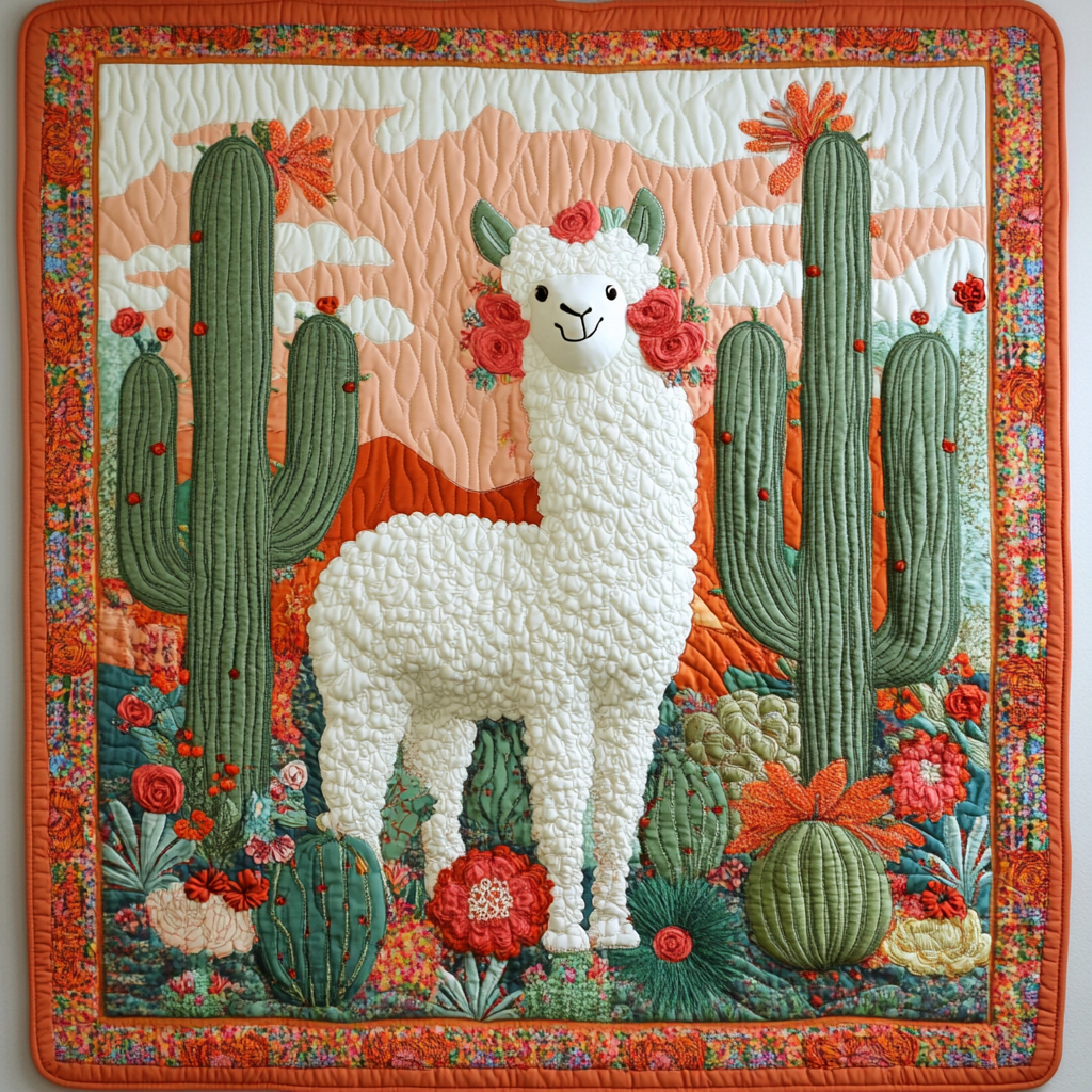 Cactus Alpaca DAI150125059 Quilt Blanket
