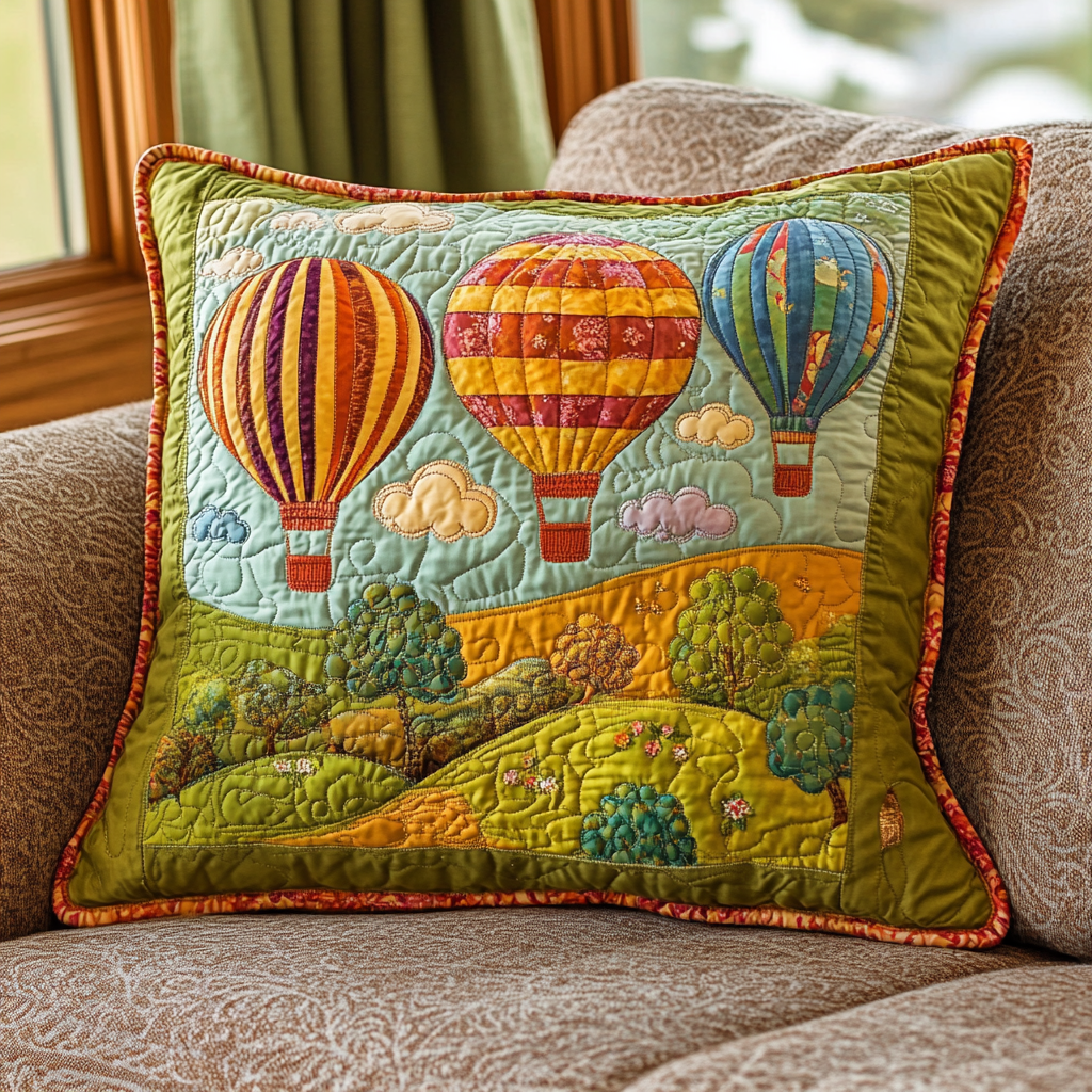 Hot Air Balloon DAI110225325 Quilted Pillow Case