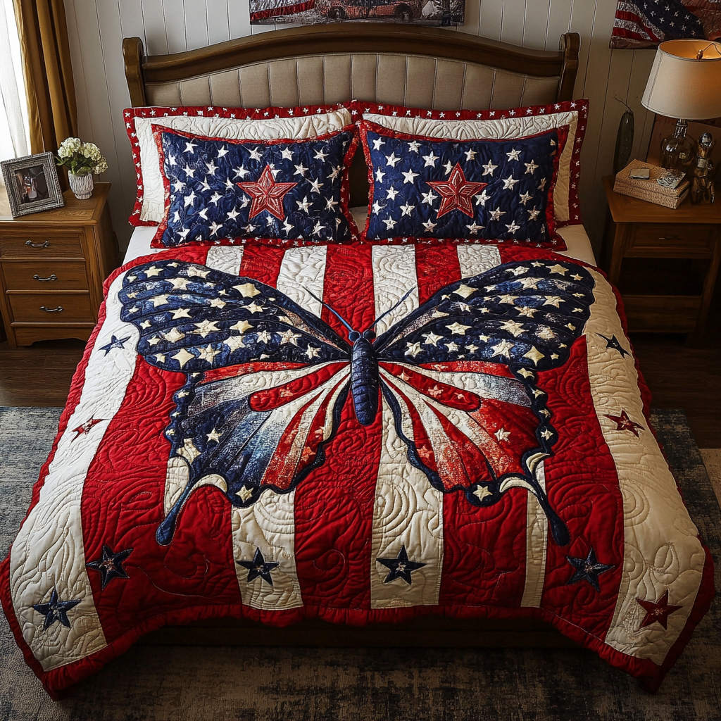 Patriotic Butterfly DAI190225164 Quilt Bedding Set