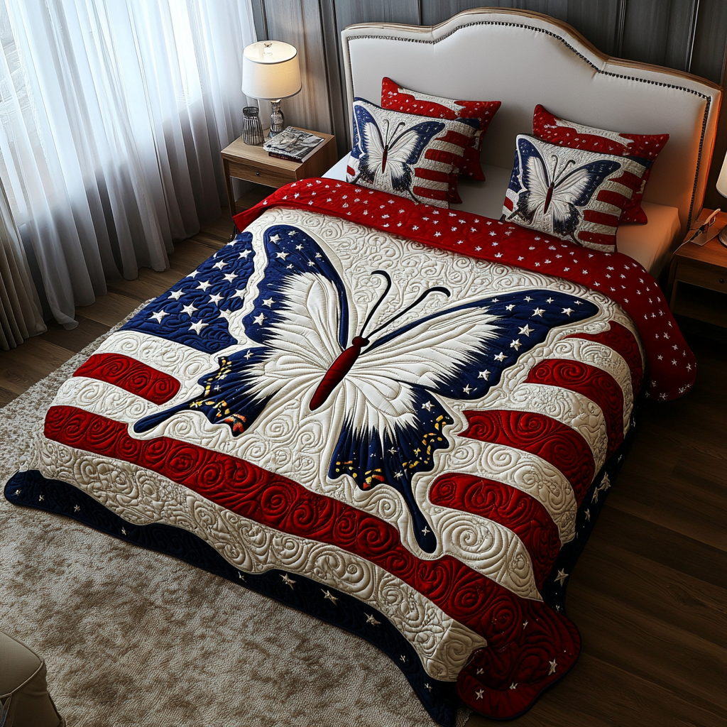 Patriotic Butterfly DAI190225162 Quilt Bedding Set