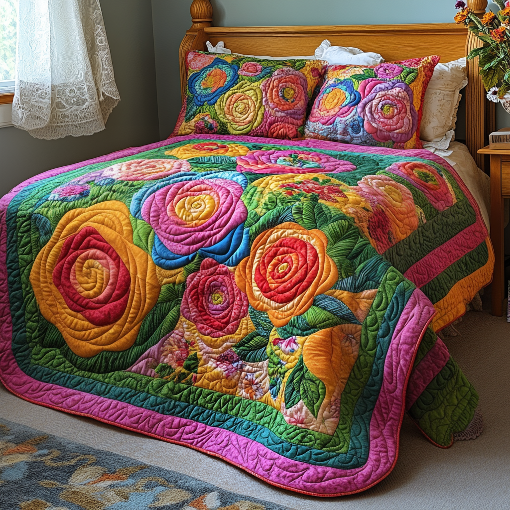 Rose Flower DAI190225184 Quilt Bedding Set