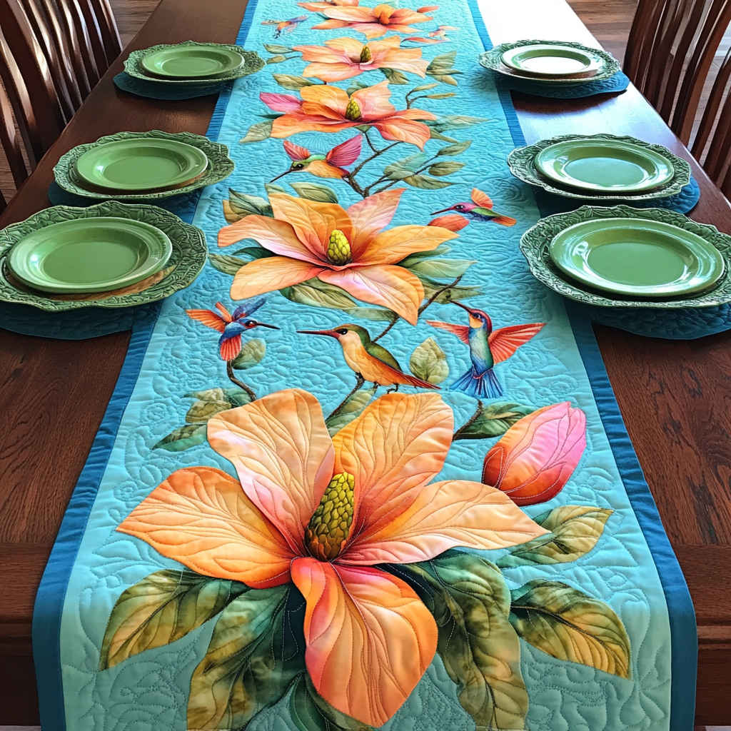 Hummingbird Magnolia DAI190225239 Quilted Table Runner