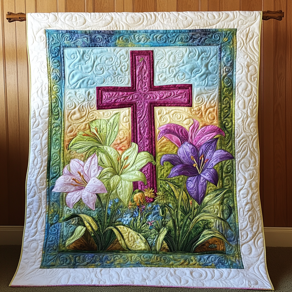 Easter Lily Cross DAI190225088 Quilt Blanket