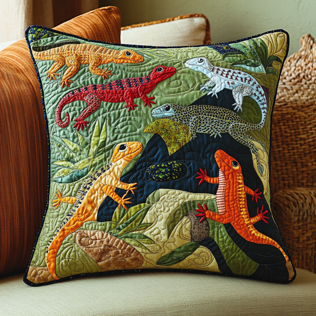 Lizard DAI190225219 Quilted Pillow Case