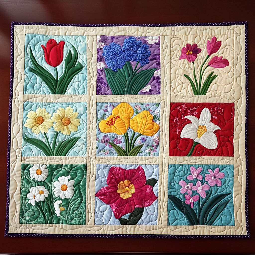 Spring Flowers DAI040225517 Quilted Placemats