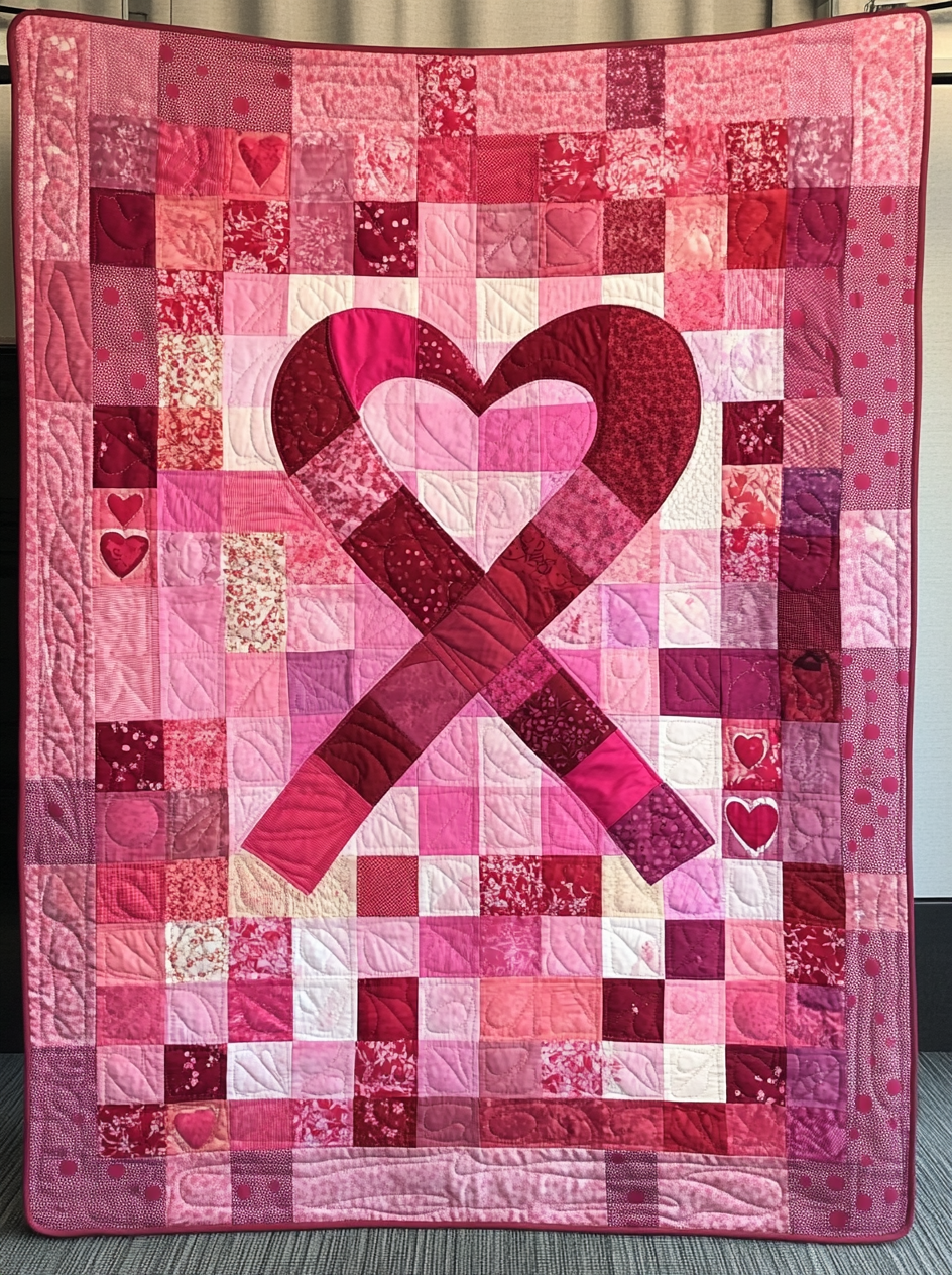 Heart Ribbon TAI101224118 Quilt Blanket