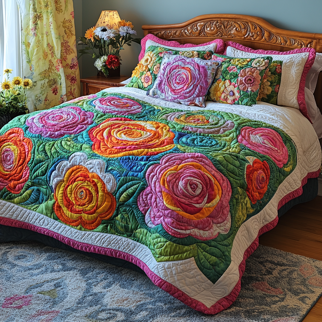 Rose Flower DAI190225187 Quilt Bedding Set