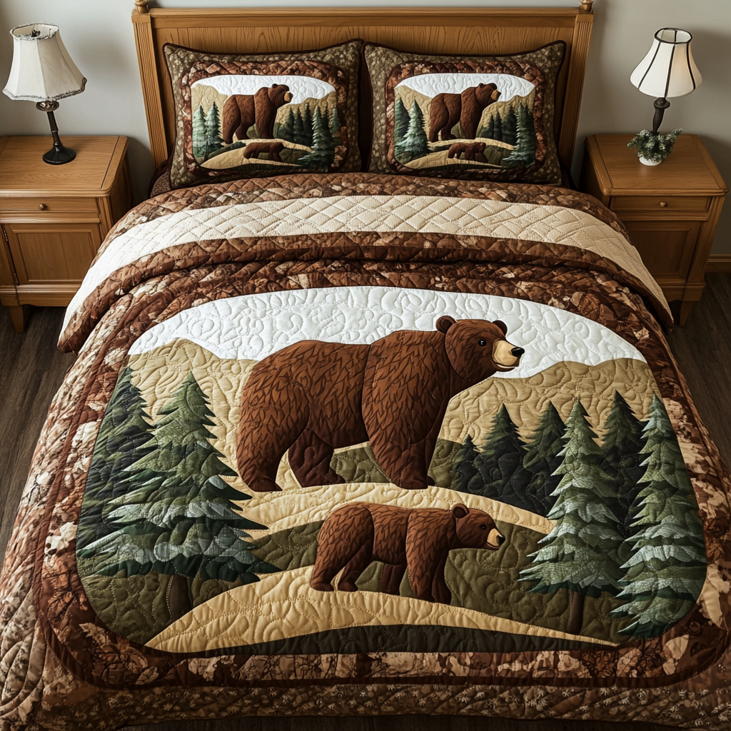 Woodland Bear DAI190225143 Quilt Bedding Set
