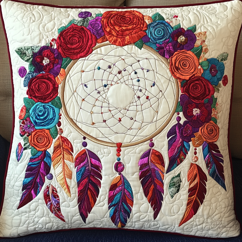 Flower Dreamcatcher DAI110225260 Quilted Pillow Case