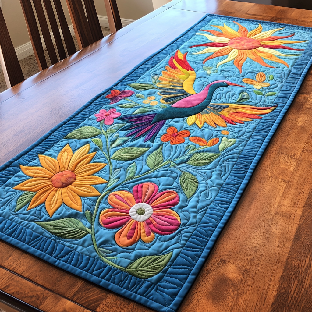 Hummingbird DAI110225343 Quilted Table Runner