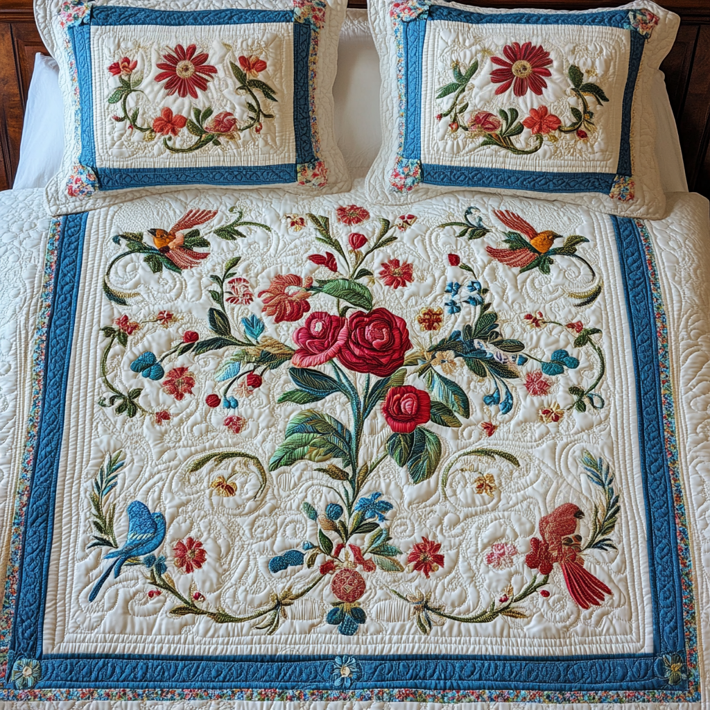 Bird And Flower DAI110225154 Quilt Bedding Set