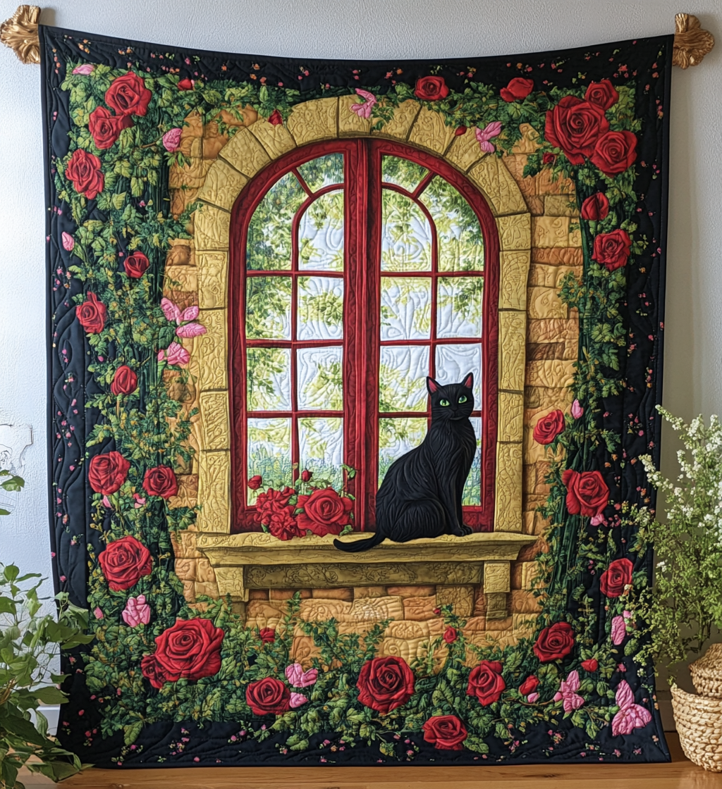 Cat In The Window DAI040225088 Quilt Blanket