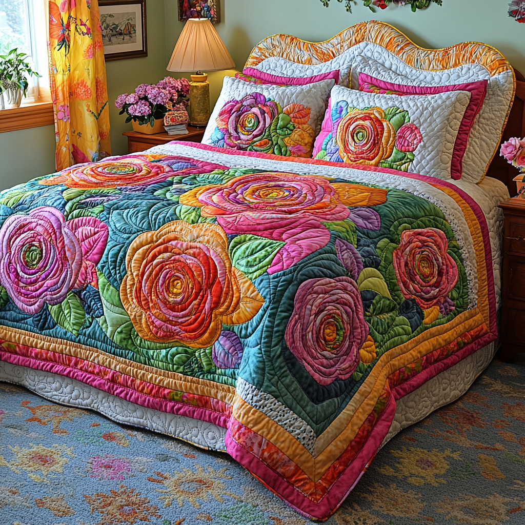 Rose Flower DAI190225186 Quilt Bedding Set