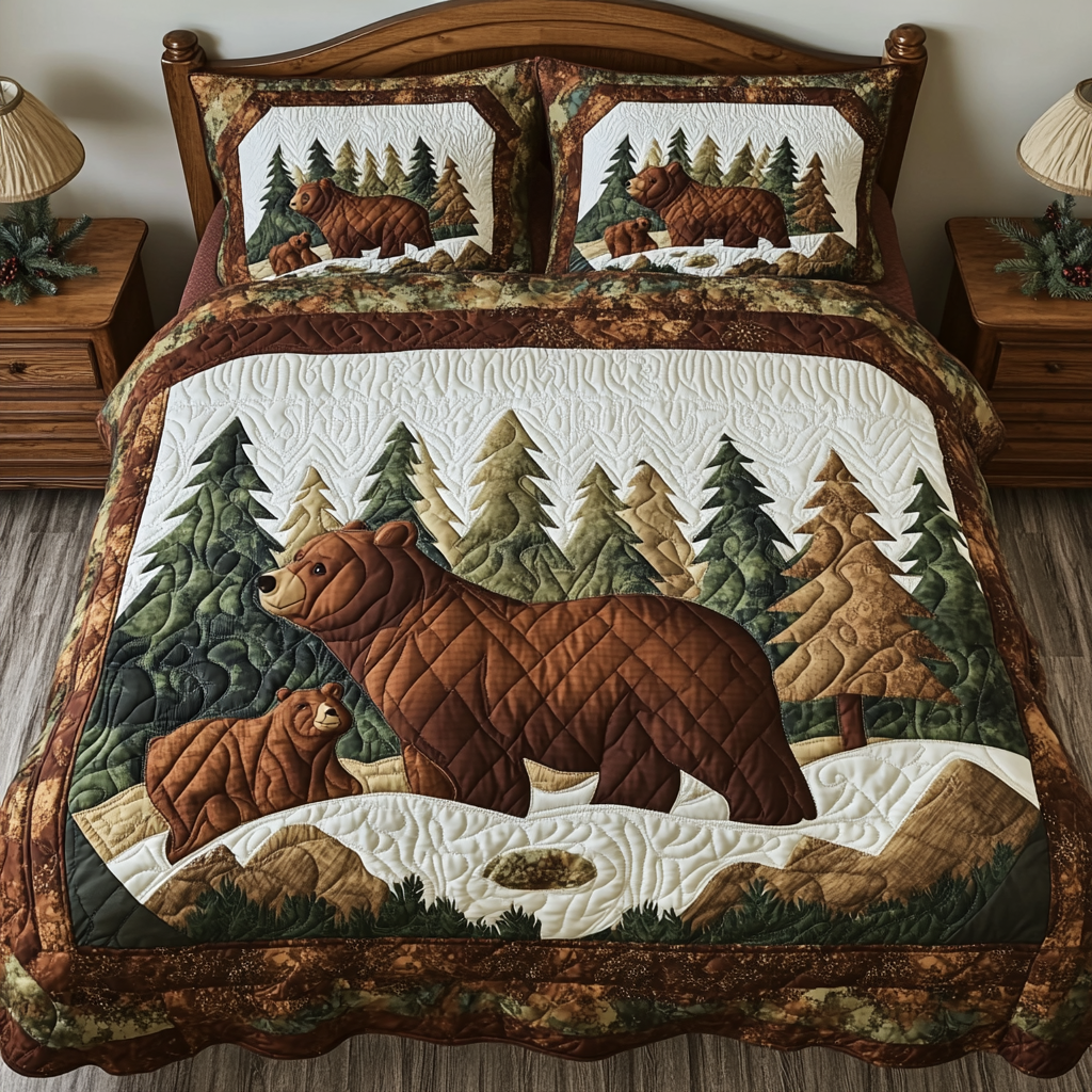 Woodland Bear DAI190225142 Quilt Bedding Set