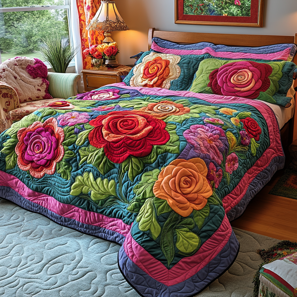 Rose Flower DAI190225180 Quilt Bedding Set