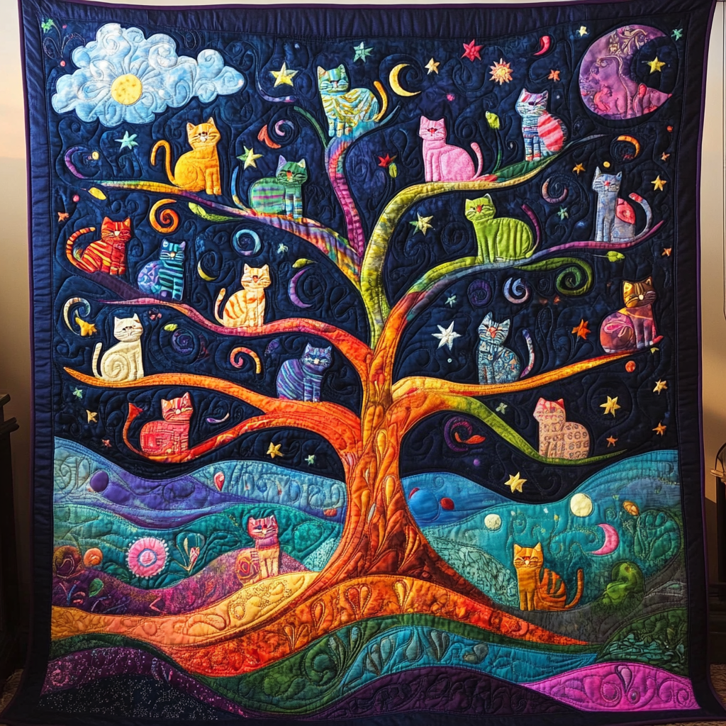 Cats On The Tree DAI040225114 Quilt Blanket