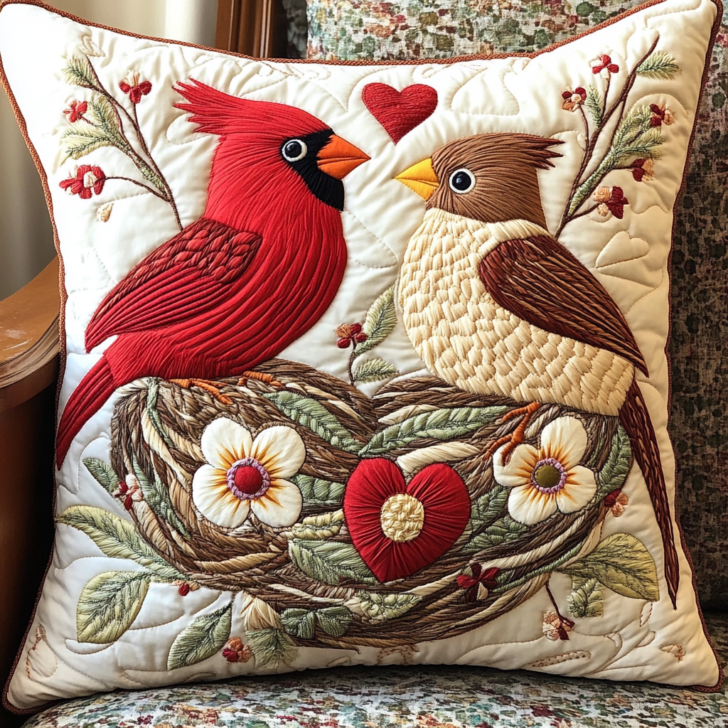 Cardinal Love DAI040225317 Quilted Pillow Case