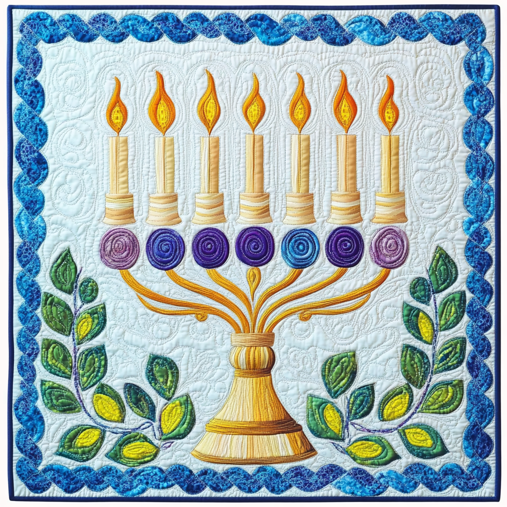 Jewish Hanukkah Menorah DAI190225055 Quilt Blanket