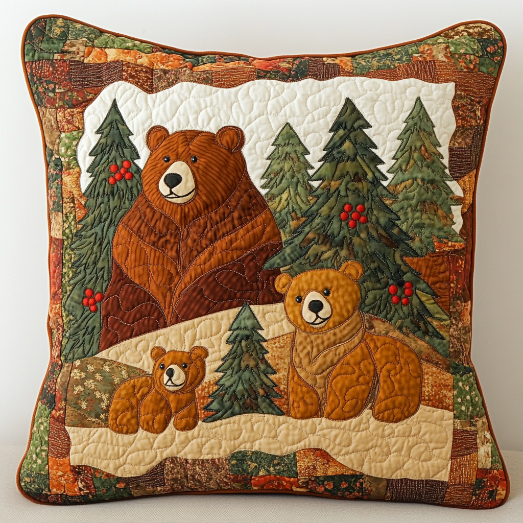 Woodland Bear DAI190225204 Quilted Pillow Case