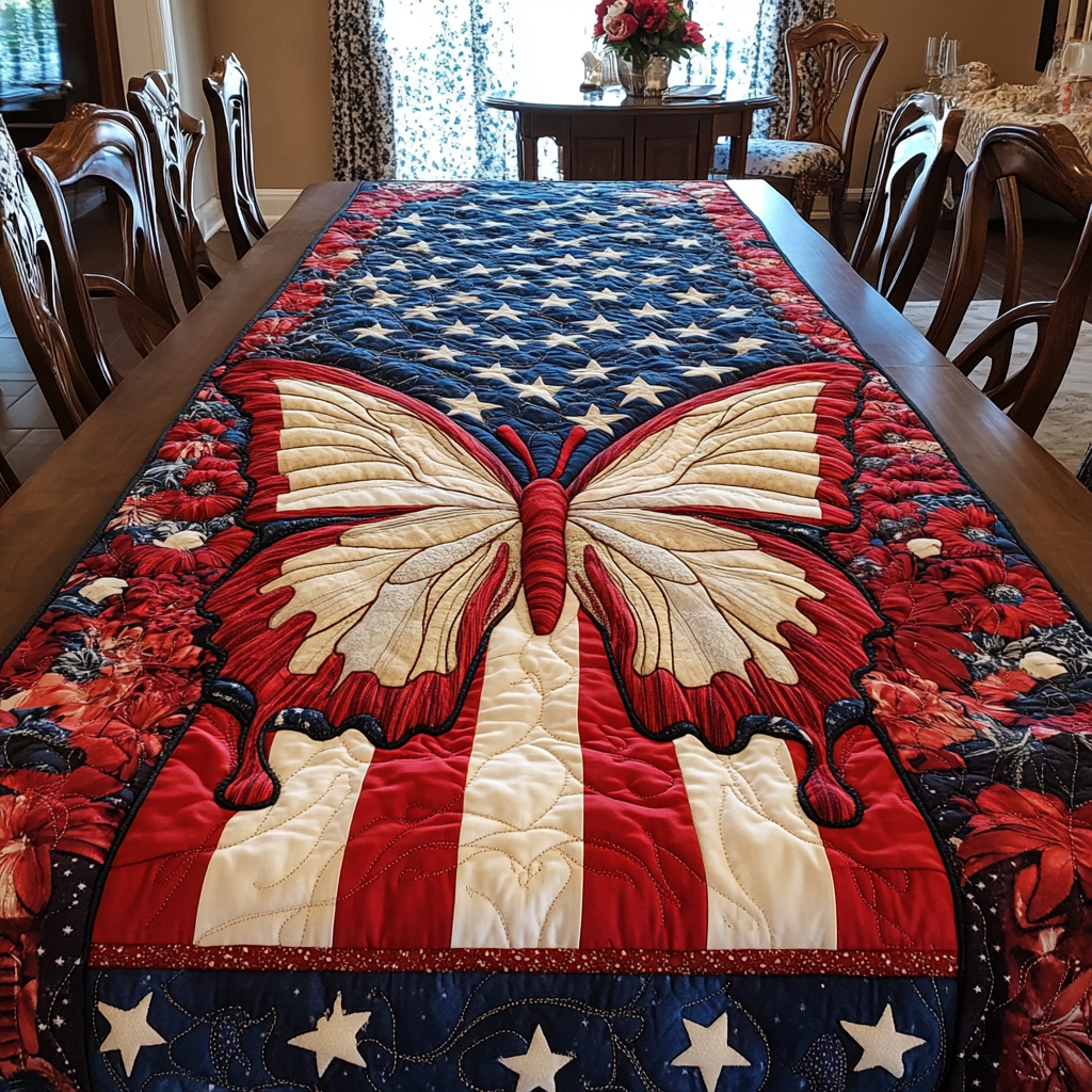 Patriotic Butterfly DAI190225269 Quilted Table Runner
