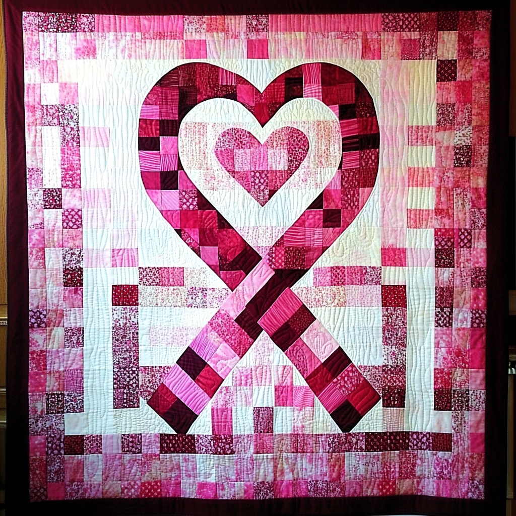 Heart Ribbon TAI101224125 Quilt Blanket