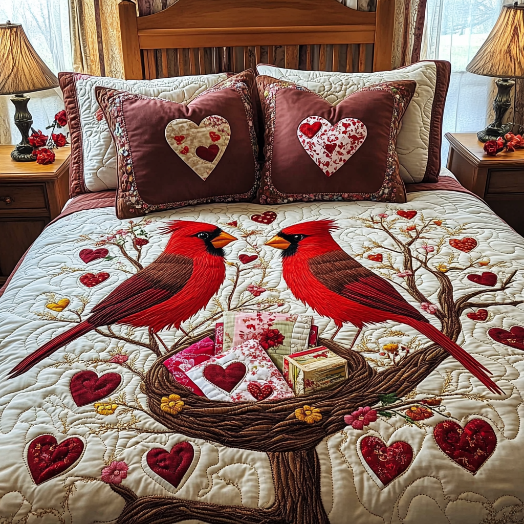 Valentine Cardinal DAI150125266 Quilt Bedding Set