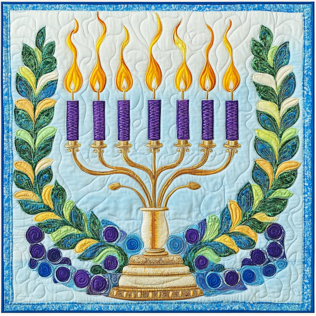 Jewish Hanukkah Menorah DAI190225057 Quilt Blanket