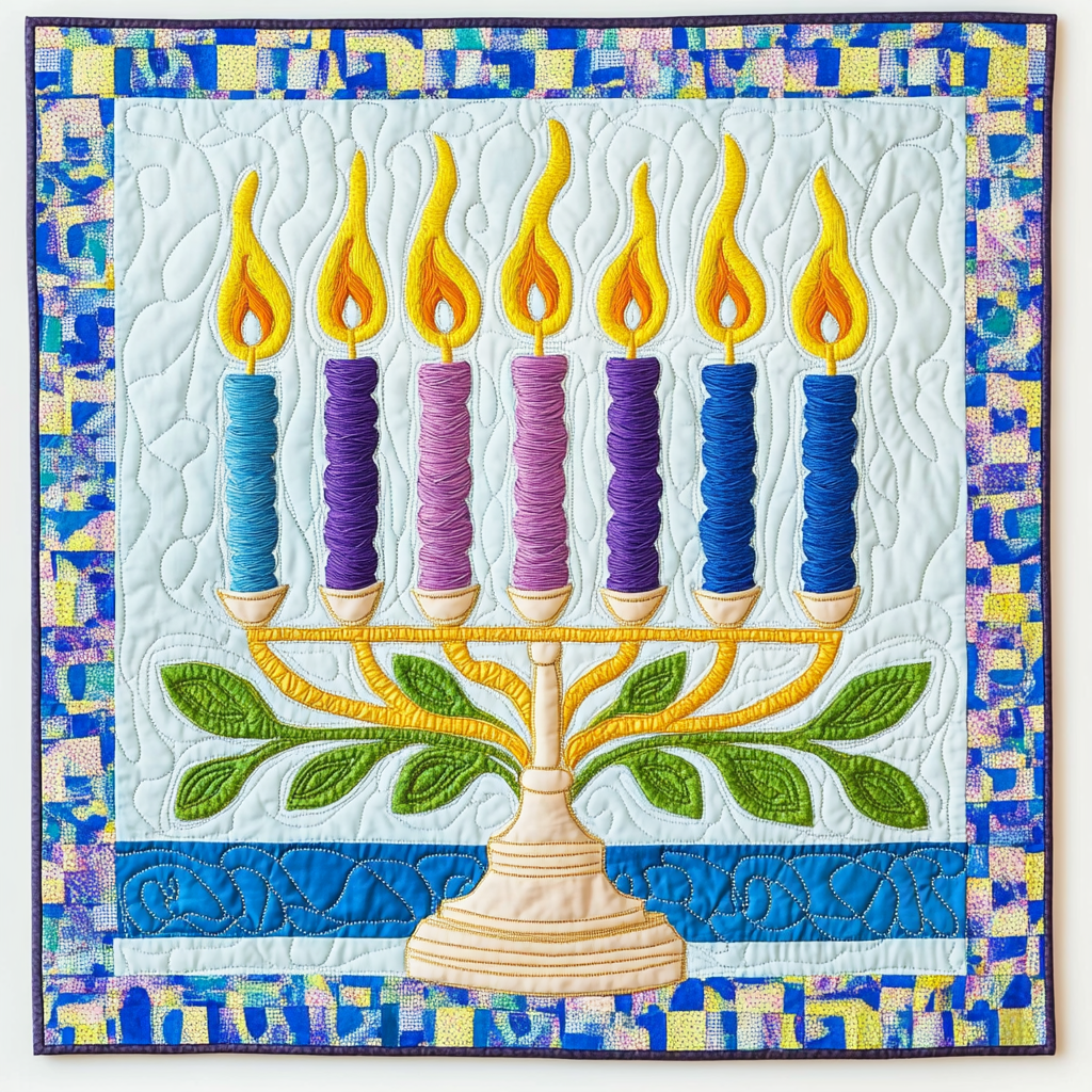 Jewish Hanukkah Menorah DAI190225056 Quilt Blanket