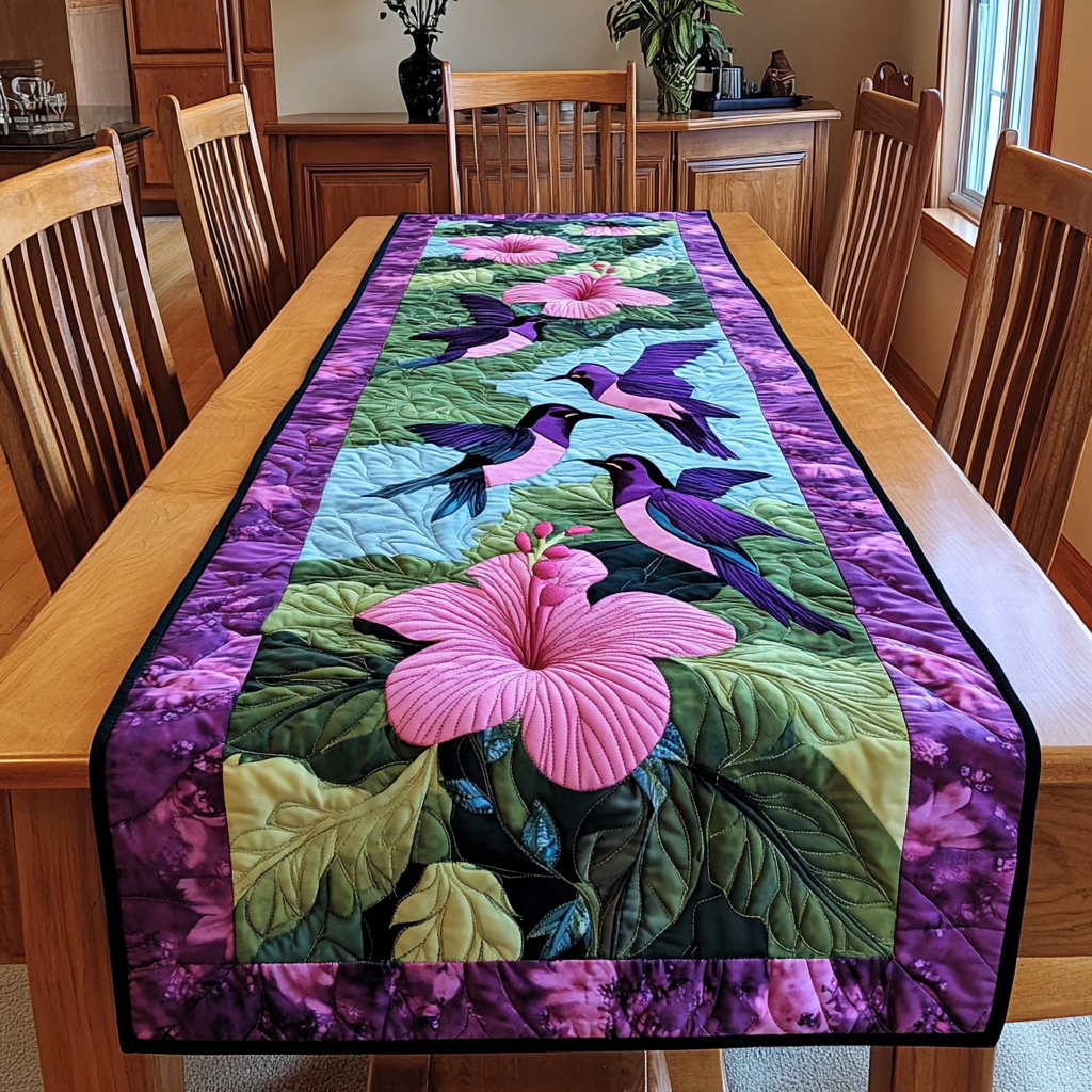 Hummingbird DAI110225342 Quilted Table Runner