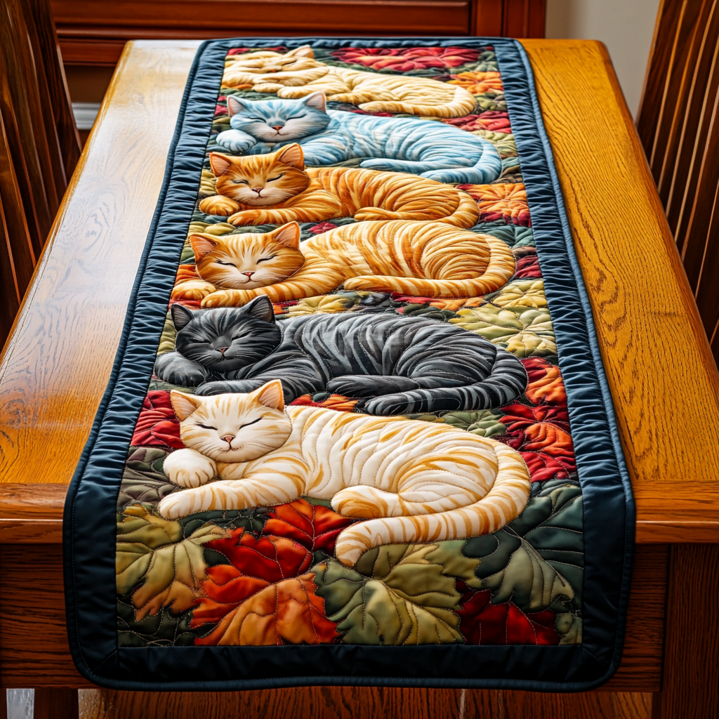 Sleeping Cat DAI090125305 Quilted Table Runner
