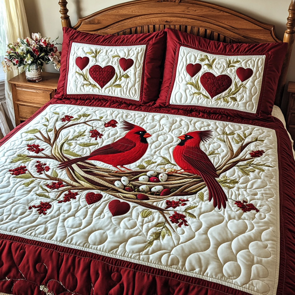 Valentine Cardinal DAI150125274 Quilt Bedding Set
