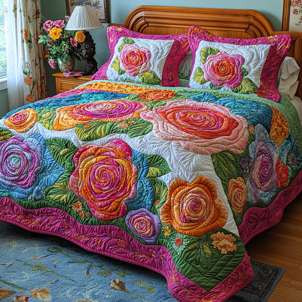 Rose Flower DAI190225185 Quilt Bedding Set