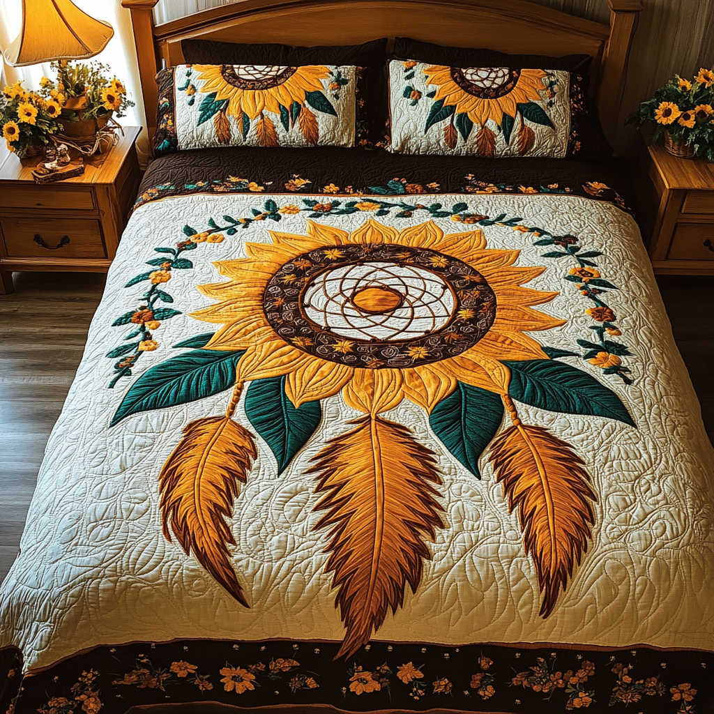 Sunflower Dreamcatcher DAI110225205 Quilt Bedding Set