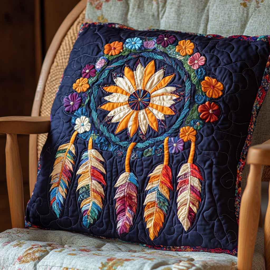 Flower Dreamcatcher DAI110225258 Quilted Pillow Case