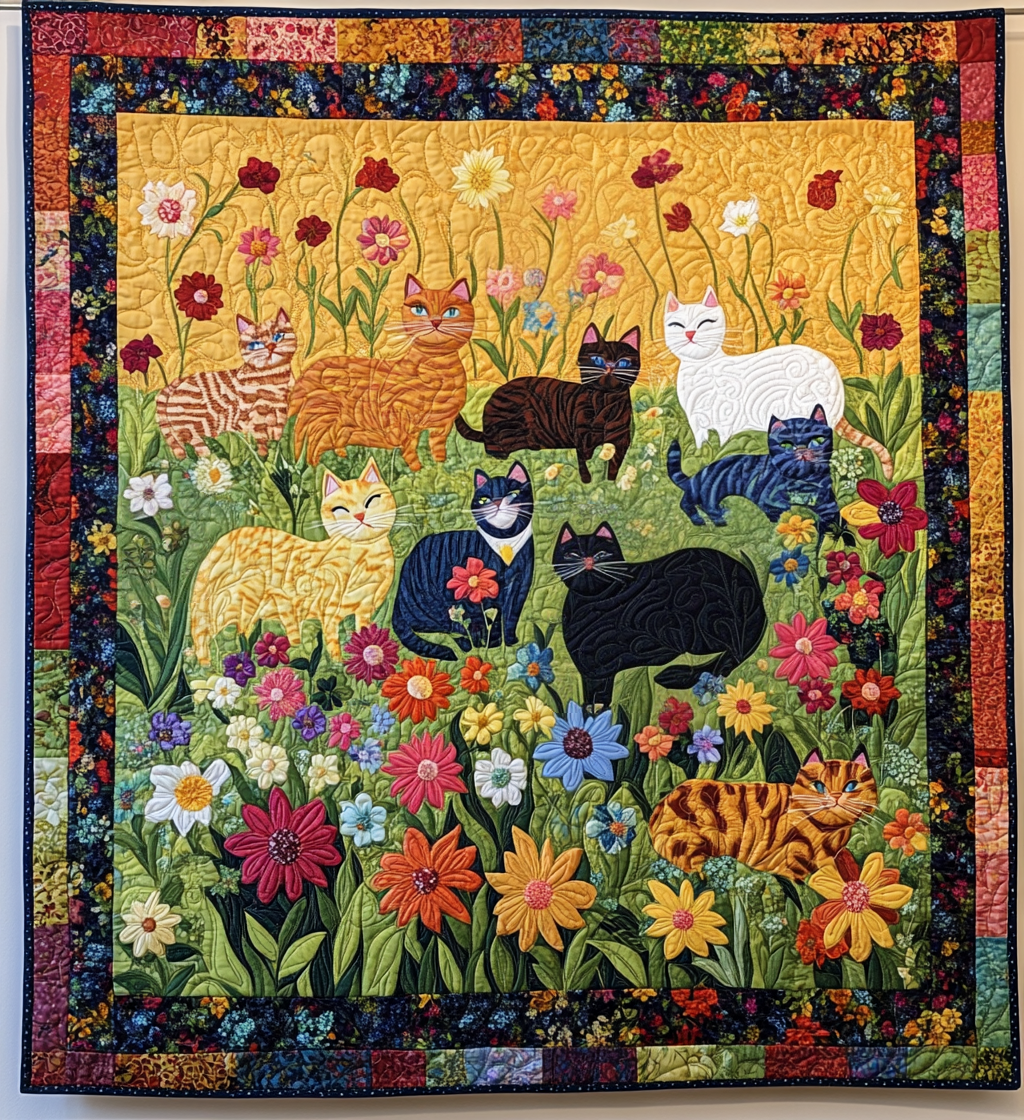 Cats In The Garden DAI200125192 Quilt Blanket