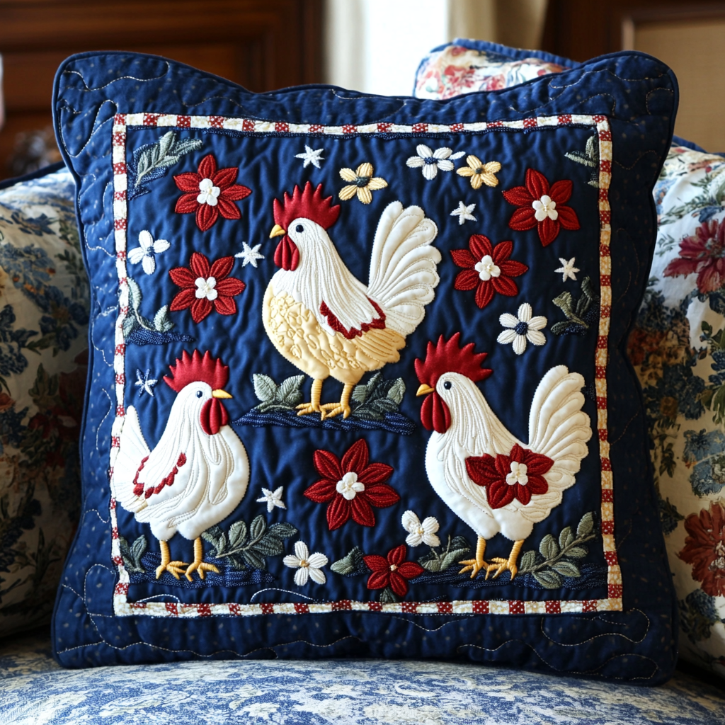Patriotic Rooster DAI110225308 Quilted Pillow Case