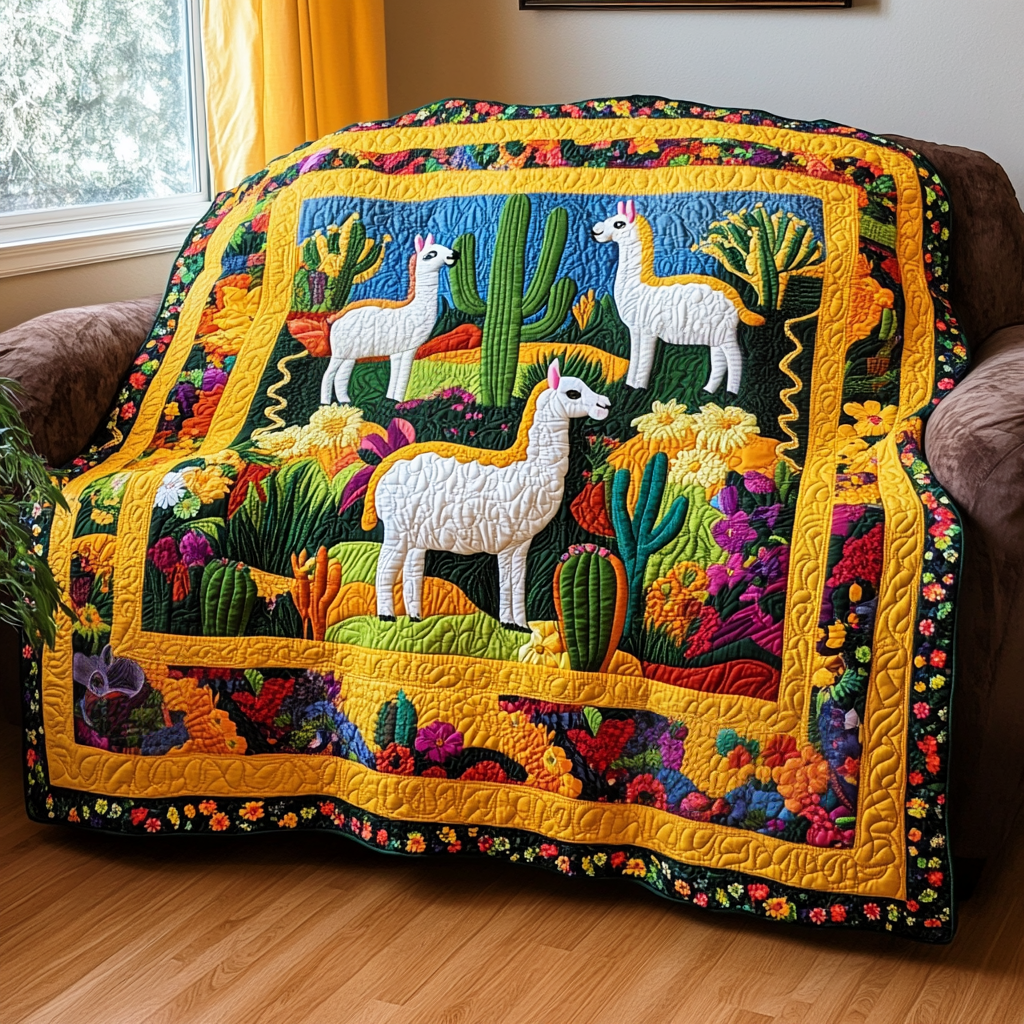 Cactus Llama DAI150125057 Quilt Blanket