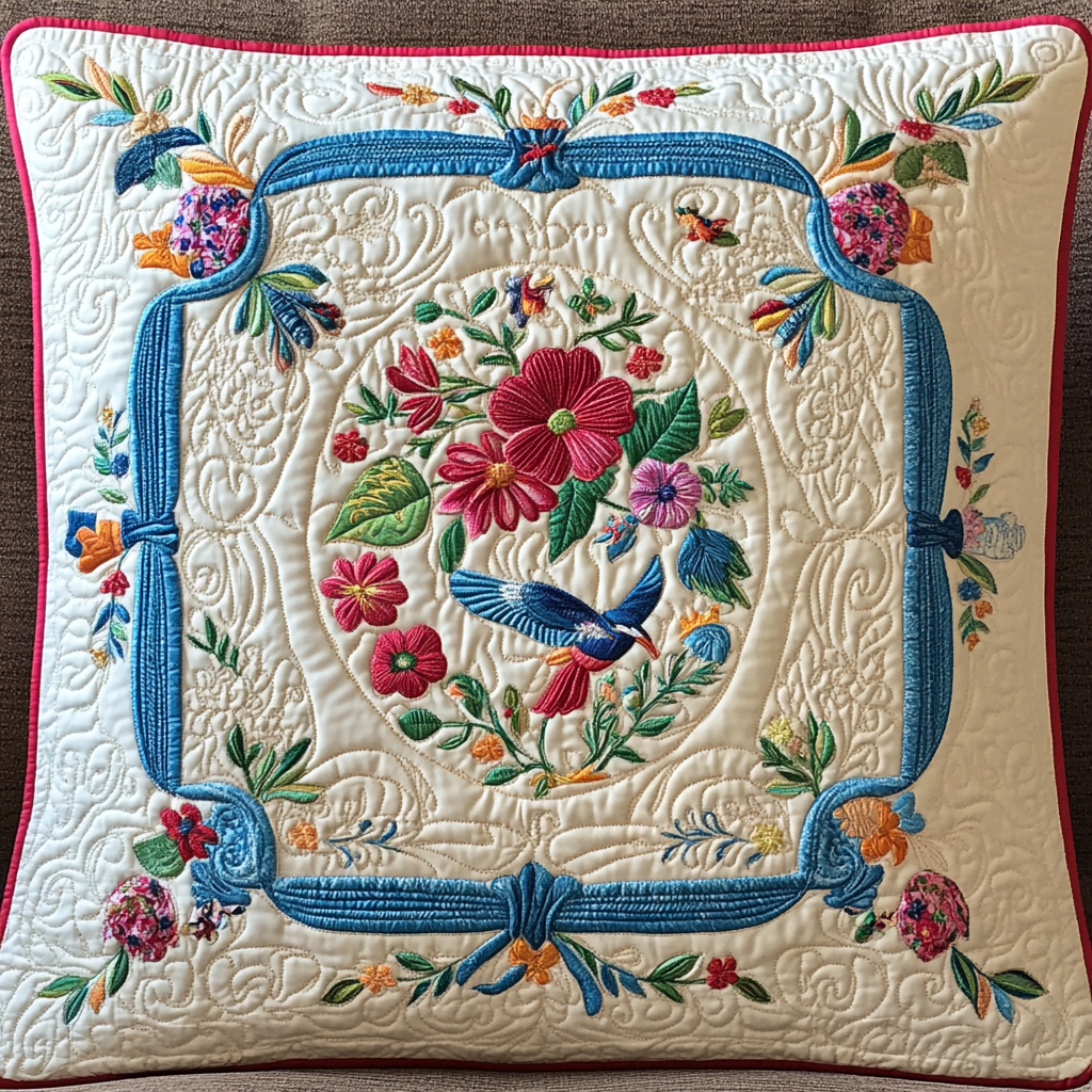 Hummingbird Flower DAI110225273 Quilted Pillow Case
