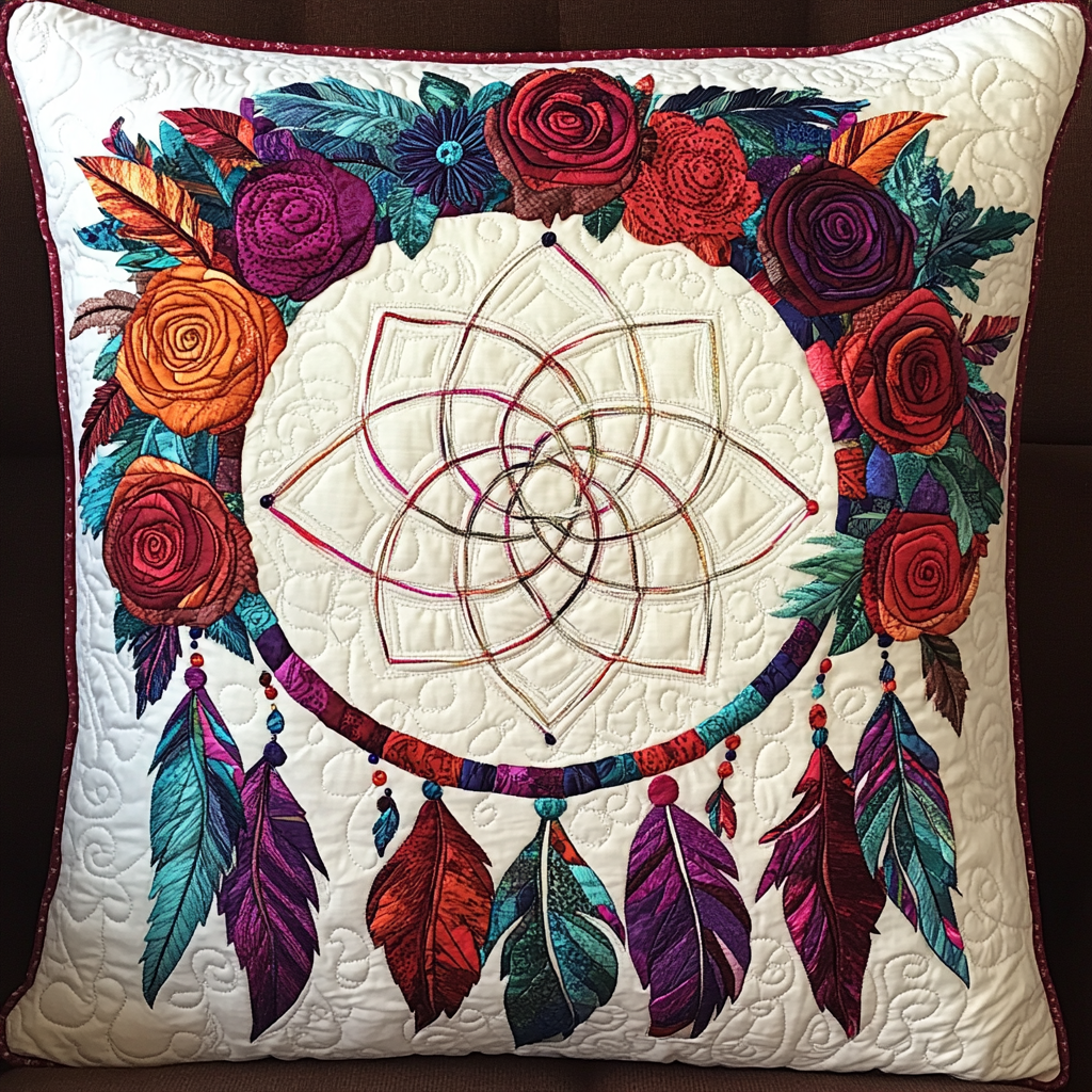 Flower Dreamcatcher DAI110225259 Quilted Pillow Case